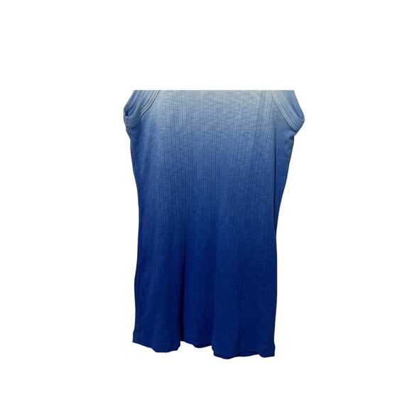 SUNDRY WMNS SZ 3/LARGE COTTON MODAL RIBBED STRETCH TANK TOP OMBRE BLUE WHITE NEW - Picture 7 of 11